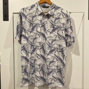 Travis Mathew Men's White and Black Palm Print Polo